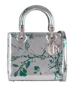 Medium Lady Dior, Leather, Silver/Green, 18MA1105, DB/S, 3*